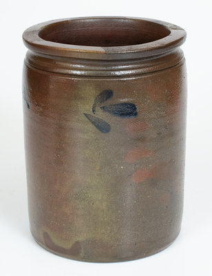 One-Gallon S.H. SONNER / STRASBURG, VA Stoneware Jar w/ Cobalt Floral Decoration