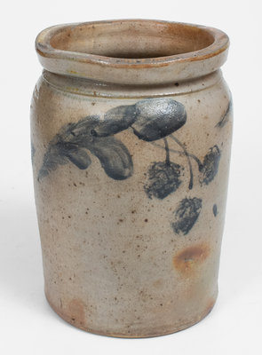 1 Gal. JOHN BELL / WAYNESBORO Stoneware Jar w/ Sponged Fruit Decoration