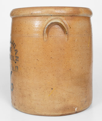 6 Gal. McLUNEY / PERRY COUNTY, OH Stoneware Stenciled Advertising Crock