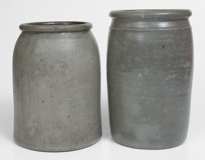 Lot of Two: PALATINE POTTERY CO / W.VA. Stoneware Pear Jar and FINE MACCABOY Snuff Jar