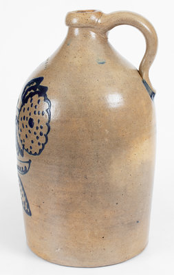 Exceptional JOHN YOUNG & CO. / HARRISBURG, PA Stoneware Jug w/ Slip-Trailed Floral Decoration