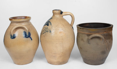 Lot of Three: Ovoid Stoneware Jug and Jars incl. L. NORTON / BENNINGTON Example