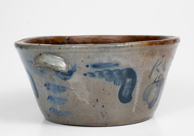 SOLOMON BELL / STRASBURG, VA Stoneware Bowl w/ Floral Decoration, c1850-80