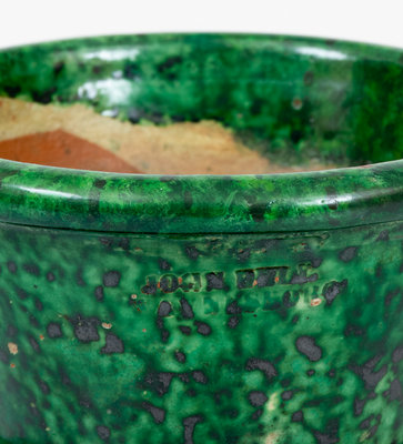 JOHN BELL / WAYNESBORO Redware Flowerpot w/ Vibrant Green Glaze
