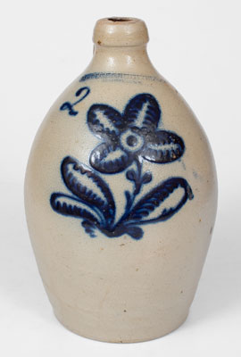 F. STETZENMEYER & Co. / ROCHESTER, N.Y. Two-Gallon Stoneware Jug w/ Cobalt Floral Decoration