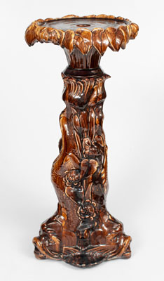 Early Roseville Pottery Dolphin Pedestal, Zanesville, Ohio, early 20th century