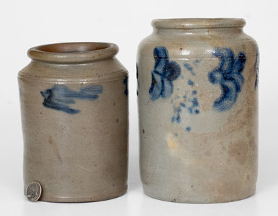 Lot of Two: Small-Sized Philadelphia, PA Stoneware Jars, c1820-40