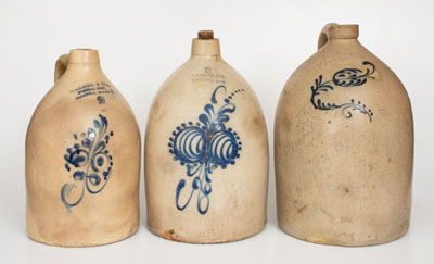 Lot of Three: Massachusetts Stoneware Jugs, circa 1870-80