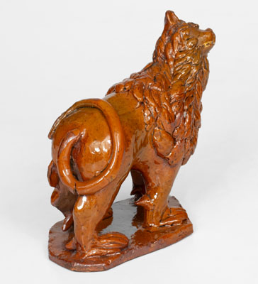 Pennsylvania Redware Lion Figure, 19th century