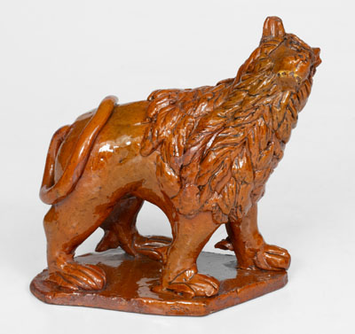Pennsylvania Redware Lion Figure, 19th century