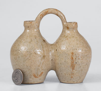 Outstanding Alkaline-Glazed Texas Stoneware Gemel, possibly Jefferson S. Nash Pottery, c1850-60