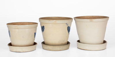 Three Stoneware Flowerpots attrib. Fulper Pottery, Flemington, NJ