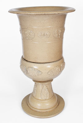 Monumental Two-Piece Ohio Stoneware Urn w/ Applied Decoration, c1880