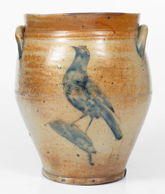 Exceptional Albany, NY Stoneware Jar w/ Incised Bird and Floral Decorations, early 19th century