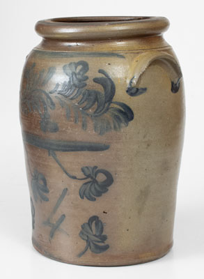 Morgantown, WV Stoneware Jar with Floral Decoration, attrib. Thompson Pottery