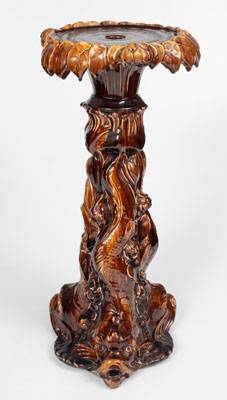 Early Roseville Pottery Dolphin Pedestal, Zanesville, Ohio, early 20th century