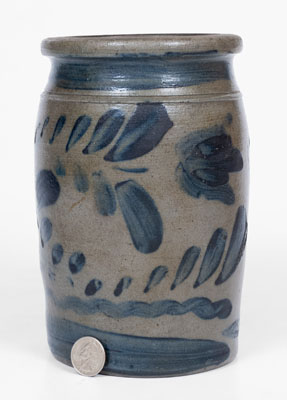 Half-Gallon Western Pennsylvania Stoneware Jar w/ Freehand Cobalt Decoration