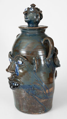 Monumental Lidded Stoneware Face Jar, Jerry Brown (Hamilton, Alabama), 2001