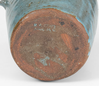 Rare Blue-Glazed B.B. CRAIG / VALE, N.C. Stoneware Face Jug
