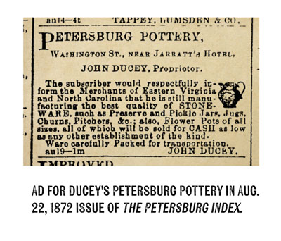 Extremely Rare attrib. T. & J. Ducey, Petersburg, VA Stoneware Pitcher