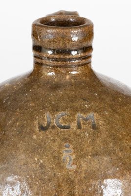 Scarce JCM Half-Gallon Stoneware Jug attrib. Daniel Seagle, Lincoln County, NC, c1840