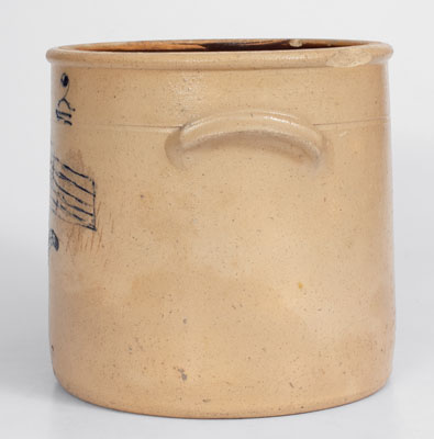 Rare Midwestern Stoneware Crock w/ Incised American Flag Decoration
