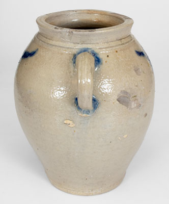 Manhattan Vertical-Handled Stoneware Jar w/ Incised Decoration, late 18th century
