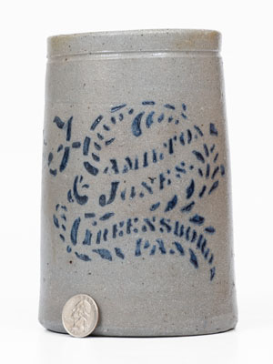 Small-Sized HAMILTON & JONES / GREENSBORO, PA Stenciled Stoneware Canning Jar