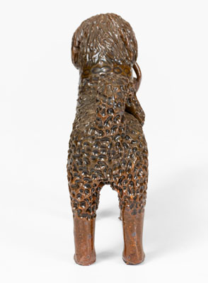 Pennsylvania Redware Standing Dog w/ Basket Figure, possibly Bell Family, Waynesboro, c1850-80
