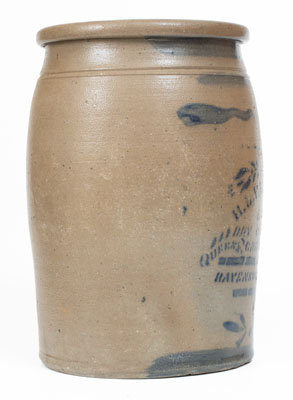 Rare RAVENSWOOD / W. VA. 2 Gal. Stoneware Advertising Jar, c1875