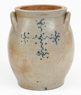 Hudson River Valley, NY Stoneware Jar w/ Abstract Cobalt Decoration, early 19th century