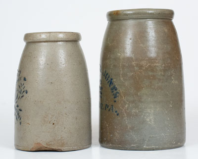 Lot of Two: HAMILTON & JONES / GREENSBORO, PA Stenciled Stoneware Canning Jars