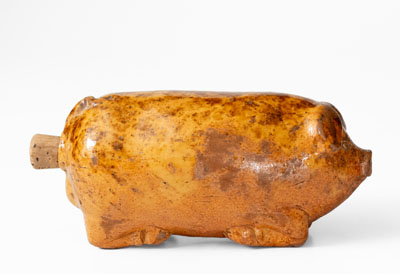 American Redware Pig Flask, circa 1880