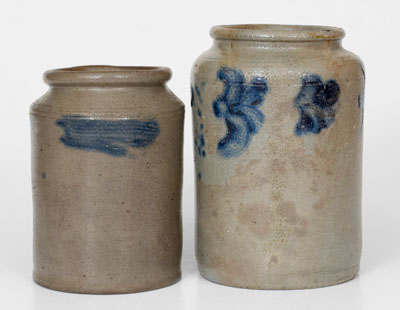 Lot of Two: Small-Sized Philadelphia, PA Stoneware Jars, c1820-40