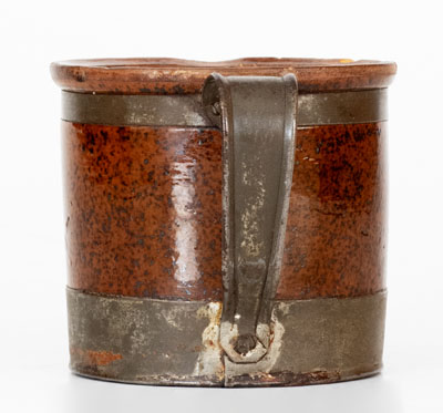 Scarce Redware Pitcher w/ Tin Band Marked PAT. JUN, 27, 1876, F. SCHIFFERLE, ST. LOUIS, MO