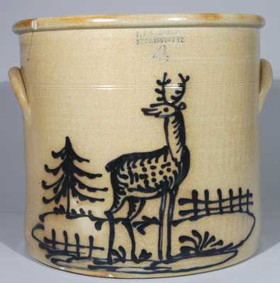 J. & E. NORTON / BENNINGTON, VT. Stoneware Deer Crock