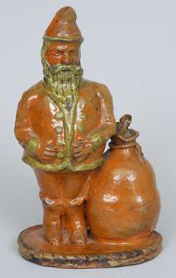 Antique Pennsylvania Redware Santa Claus Bank