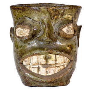 Exceptional Edgefield District, SC Stoneware Face Cup