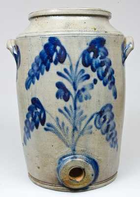 Stoneware Water Cooler with Elaborate Cobalt Decoration, PA origin.