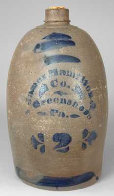 James Hamilton / & Co. / Greensboro / Pa Cobalt-Decorated Stoneware Jug