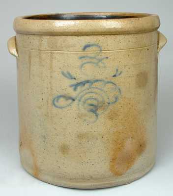 Stoneware Crock with Cobalt Flourish. 