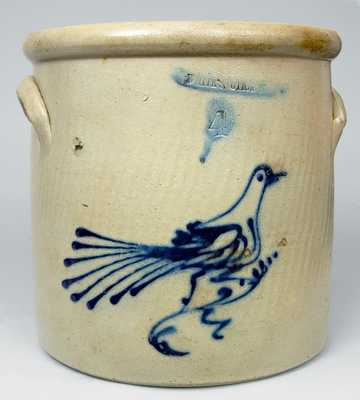 Stoneware Crock with Cobalt Bird Decoration, Stamped 