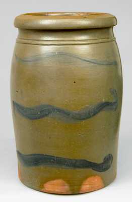 Cobalt Stripe-Decorated Stoneware Jar, WPA or WVA origin.