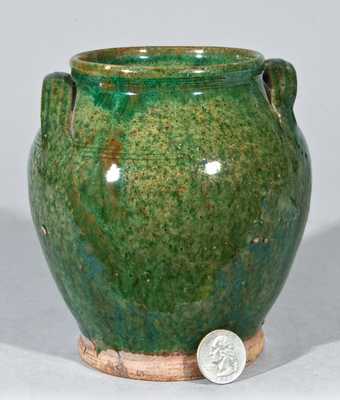 Small-Sized Redware Jar with Green Glaze, Bristol County, Mass.