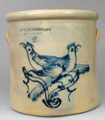 J.S. TAFT & COMPANY / KEENE, NH Stoneware Crock with Double Birds