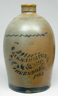 Stoneware Jug, JAS. HAMILTON & CO. / GREENSBORO, PA.