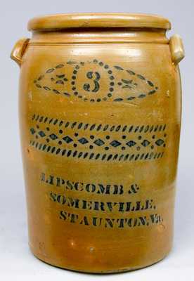 LIPSCOMB & SOMERVILLE / STAUNTON, Va. Stoneware Crock