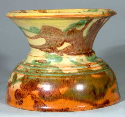 Multi-Glazed Redware Cuspidor, attributed to Eberly, Strasburg, VA.