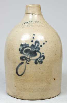 OTTMAN BROS. / & CO. / FORT EDWARD, N.Y. Cobalt-Decorated Stoneware Jug