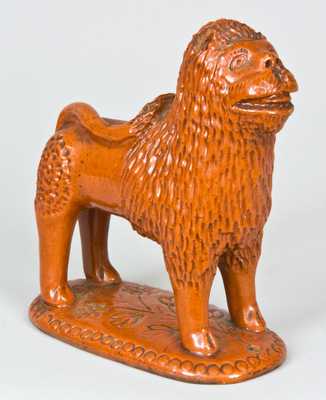 Glazed Redware Figure of a Lion, PA origin.